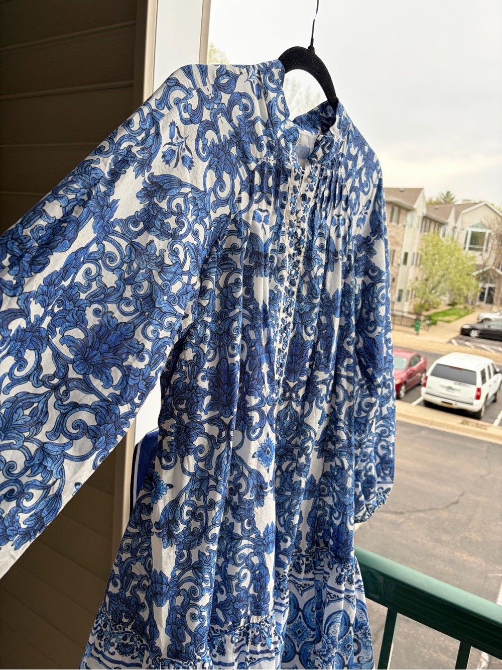 ππ«Antonio Melani Brynn BlueWhite Floral Mini Dress Belted Cotton Boho Chic Size4 - Picture 8 of 17